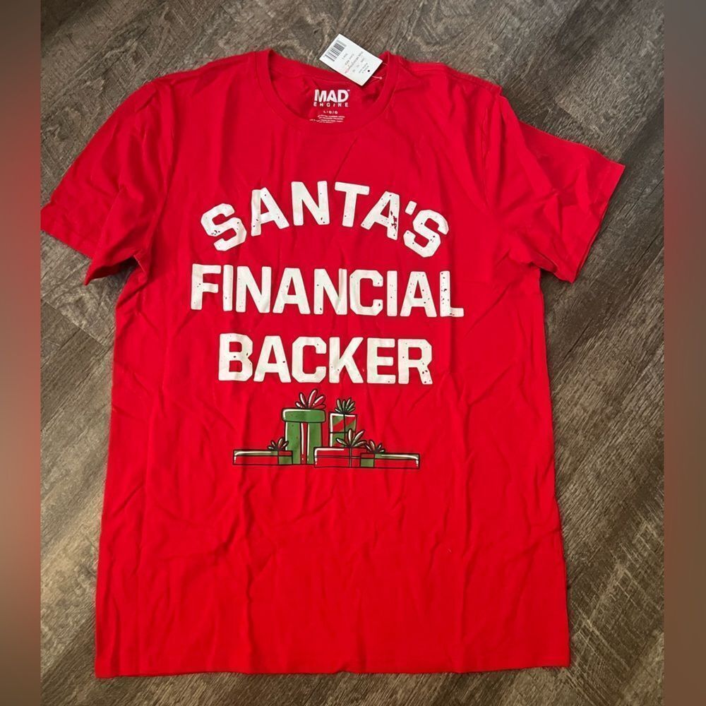 MAD Engine Santa's Financial Backer Tee- Size Large